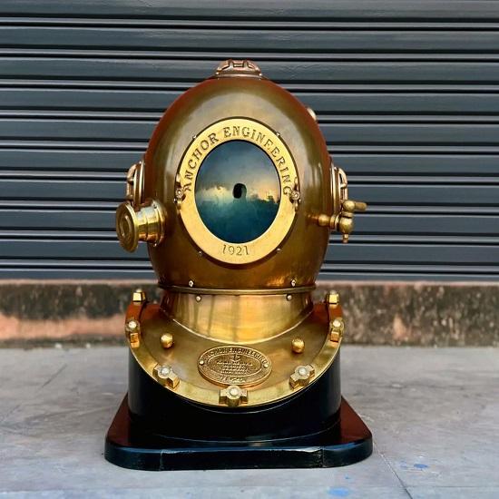 Brass Deep Sea Diving Helmet  Anchor Engineering 1921 Replica  Nautical Diver Helmet  Maritime Home Office Decor