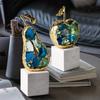 Gold Plated Apples/pears Statue Desk Decoration Ornaments Modern Crafts Marble Base Golden Fruit Sculpture Room Aesthetics Decor