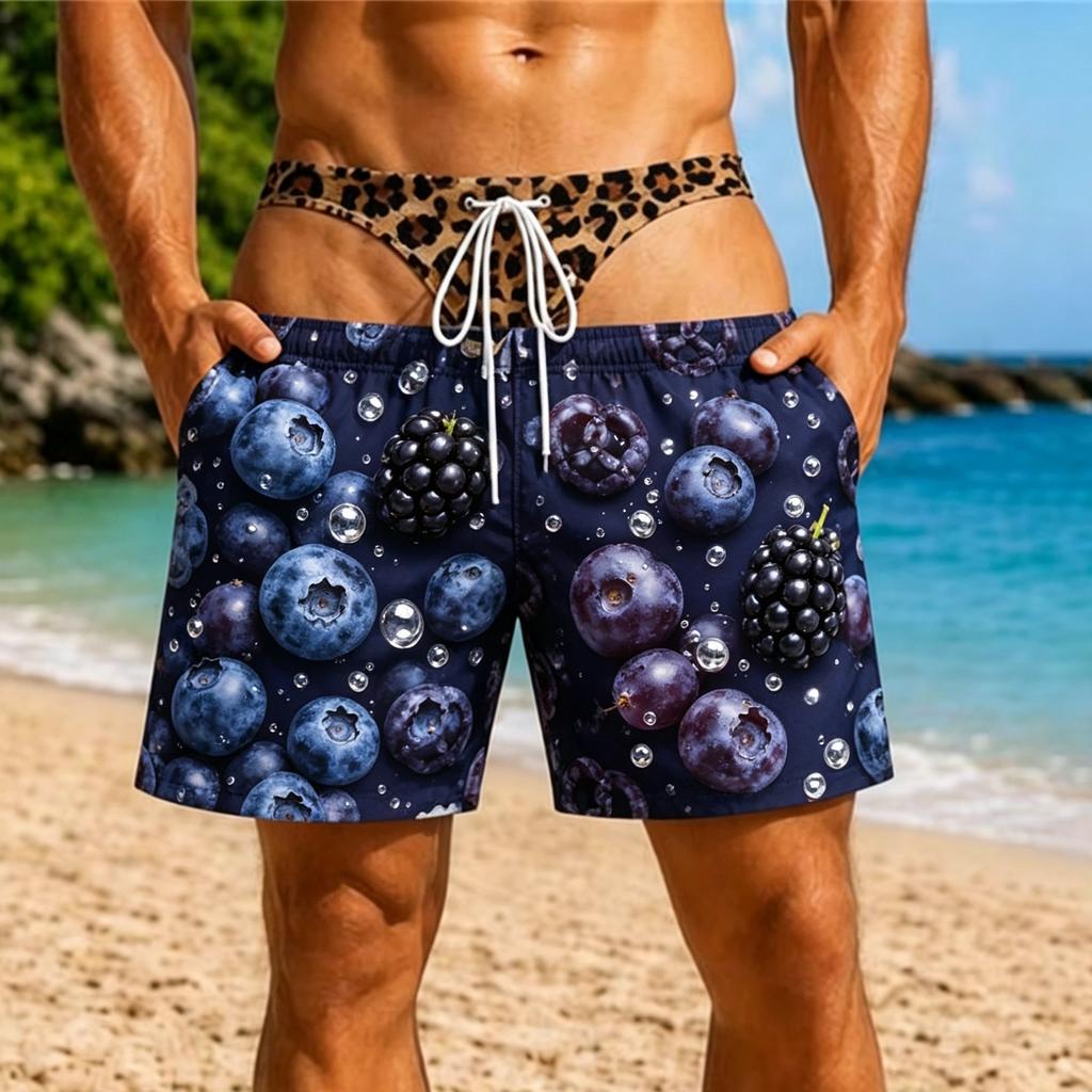 2026 Funny 3D Hairy Butt Print Men’s Beach Shorts Elastic Drawstring Novelty Swim Trunks Quick Dry Pool Party Vacation