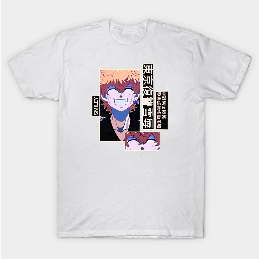 

Кавата Нахоя футболка с короткими рукавами «Токио Мстители» унисекс Harajuku аниме смайлик мужская женская футболка с круглым вырезом 4XL белый