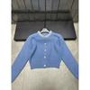 Xiangjia 2025 Autumn/Winter Rhinestone Collar Cardigan: Versatile Single-Breasted Knit Short Top