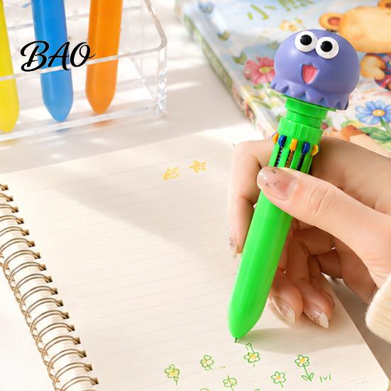 Student Prizes for Classroom 10 in 1 Cartoon Ballpoint Pen, Multicolor Press Retractable Pens, Pens Students Smooth Writing Stationery Supplies School