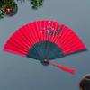 Elegant Retro-Style Silk Folding Fan with Bamboo Design Perfect Daily Gift, Chinese and Japanese Inspired Artistry