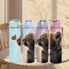 1PC Wild Leopard Animal Art Print 750ml Color Plastic Sports Water Bottle Leakproof Flip Straw Lid Suitable for Sports Office Home Use