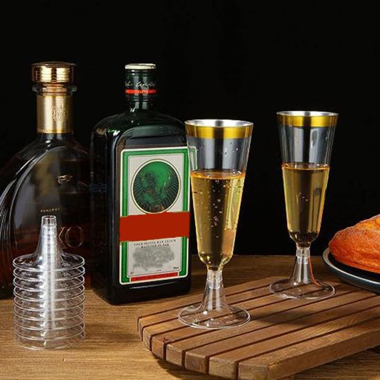 5 Bucăți Pahare Tip Tumbler din Plastic 150ml Transparente Elegante De Unică Folosință pentru Petreceri cu Margine Aurie Ușoare Recipiente pentru Băuturi pentru Nunți Recepții Și Sărbători