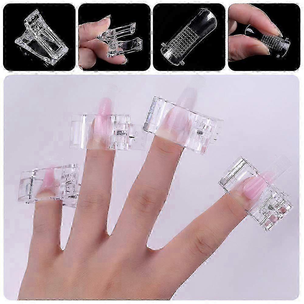 10PCS Nail Tips Clip for Quick Building Gel, Plastic Transparent Nail Clips for Gel Finger Nail Extension UV LED Builder DIY Manicure Clip Clamp Set