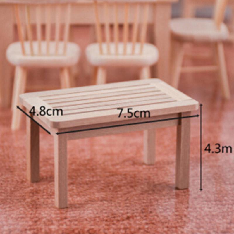 1:12 Mini Dollhouse Furniture Miniature Wooden Tea Table Living Room Doll House Accessories Kid Pretend Play Toy
