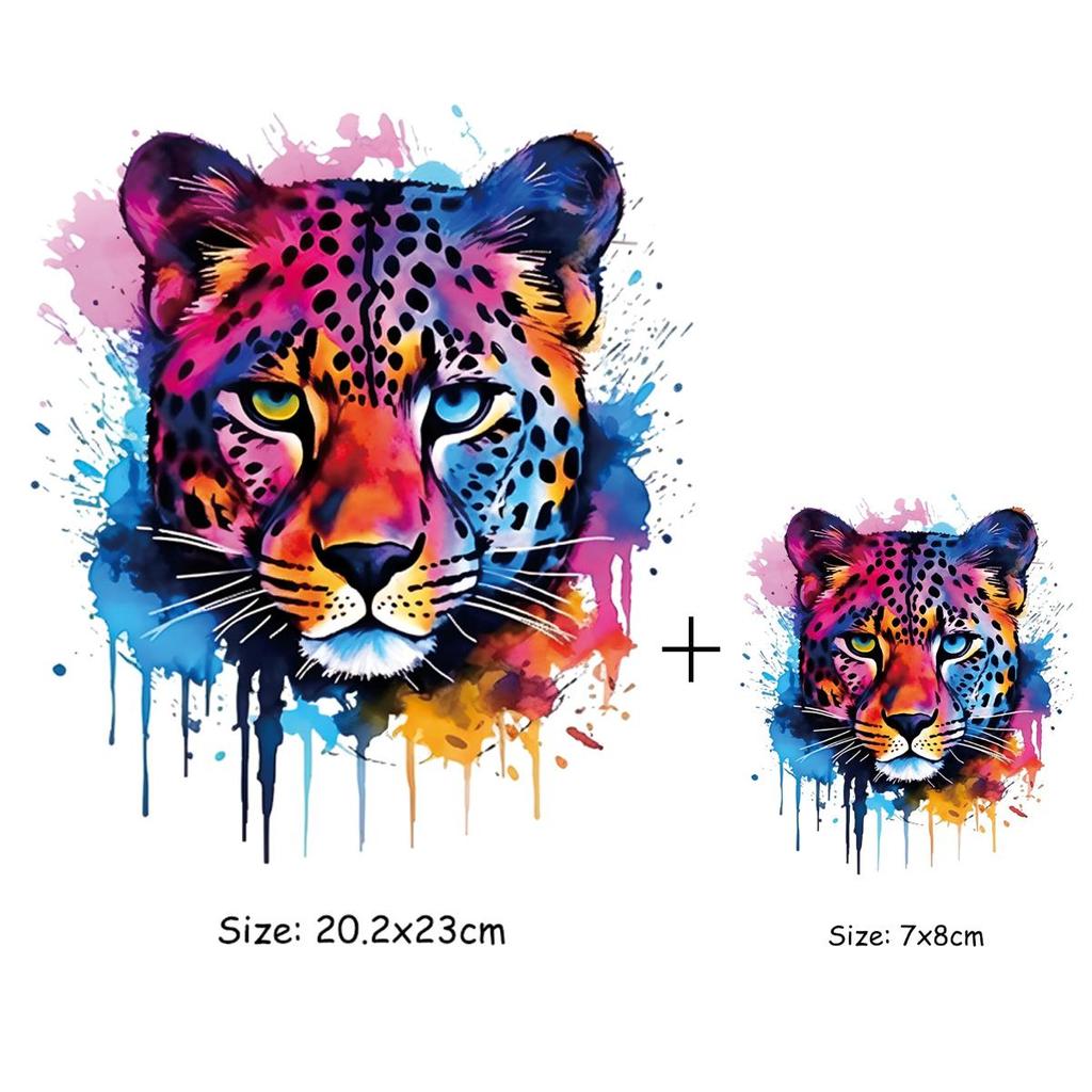 Fierce Leopard Looking At You Heat Transfer Sticker, DIY Iron-On Decals For Clothes, T-Shirt Making, Pillow Decorating