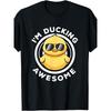 I'M Ducking Awesome I Love Duck Lovers Funny Rubber Duck T-Shirt Vintage Style, Crew Neck, Heat Transfer Printing, Loose Fit, Short Sleeve