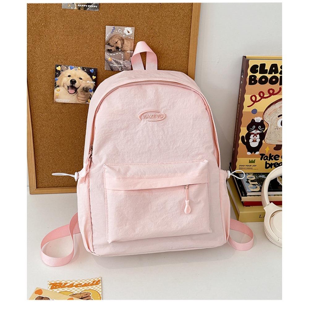 Small Fresh Literary Sense Girl Backpack Junior High and High School Students Solid Color Light and Versatile Schoolbag Large Capacity Backpack