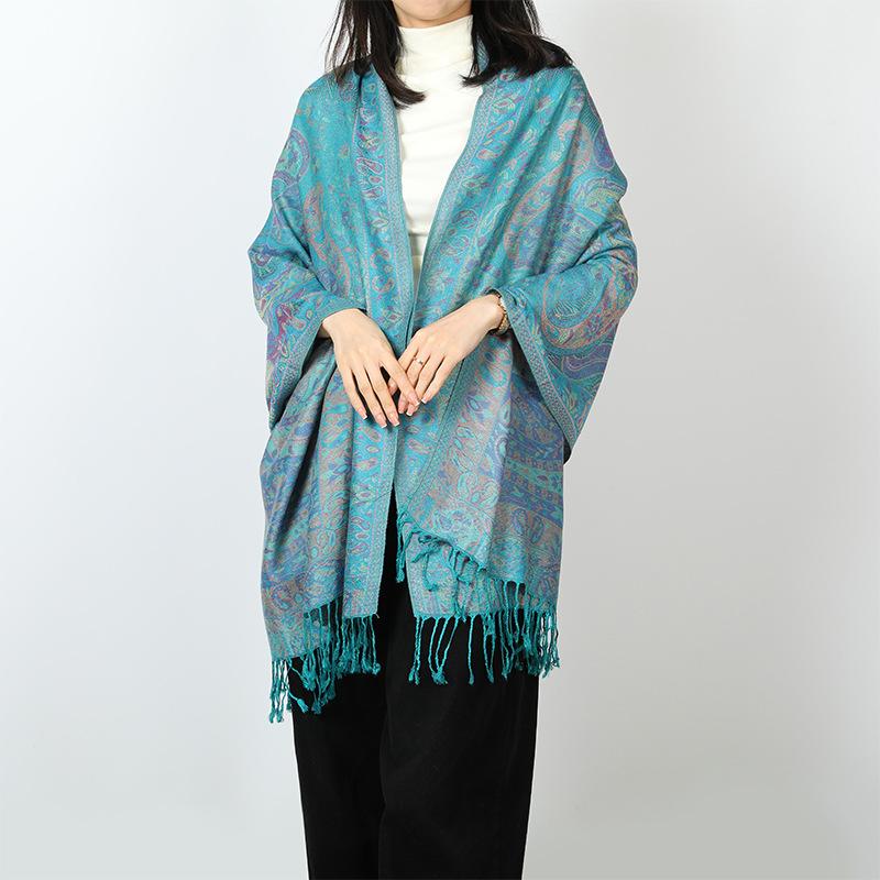 Eșarfă Jacquard Paisley Șal Pashmina Mătăsos de Lux pentru Femei Eșarfe cu Imprimeu Etnic din Bumbac Moi cu Tassel Lung Bufandas Șaluri