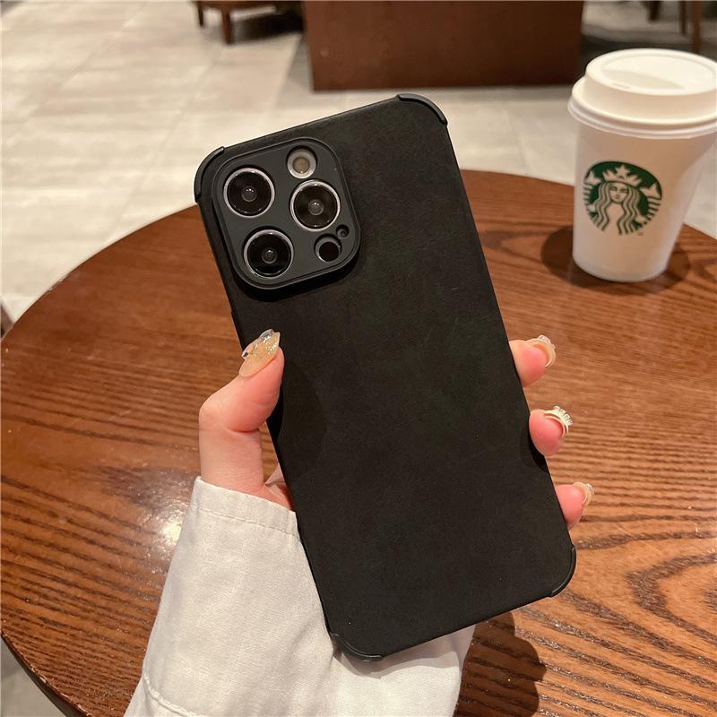 Applicable To Apple 15 Light Luxury IPhone 13 Mobile Phone Case Velvet Leather 12 Solid Color Protective Case Soft