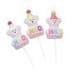 Cartoon 3 Little Bear Birthday Candles HBD Brown Cute Party Hat Little Bear Children's Cake Candle Decoration