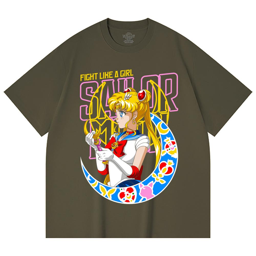 230 g/m² 100 % Baumwolle Sailor Moon V8 Minako Druck Unisex Schweres Baumwoll-T-Shirt