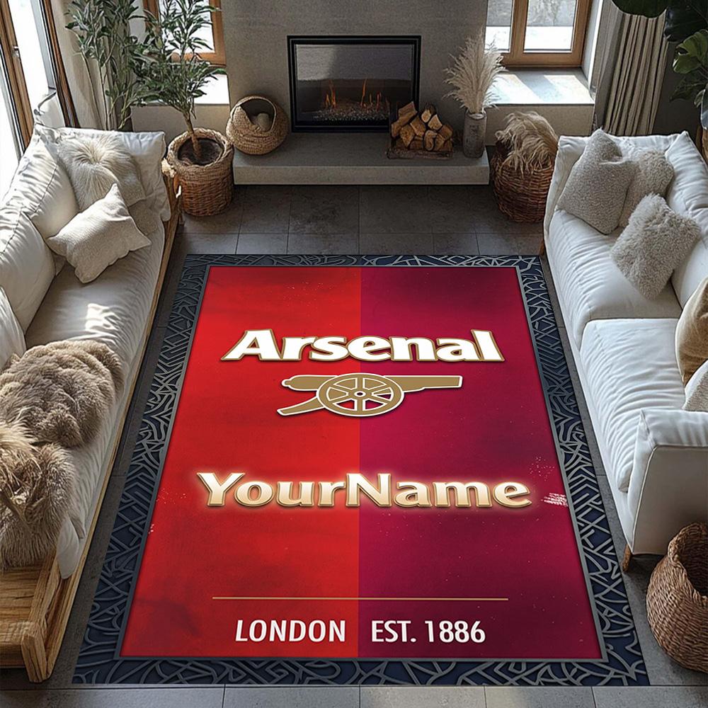 Arsenal Personalized Text Floor Rug Office Rug Perfect for Study room Dormitory Bedrooms Living Rooms Anti-slip Rug Office home decor