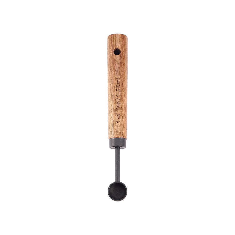 8-Piece Stainless Steel Measuring Cup & Spoon Set with Titanium Gold & Wooden Handles