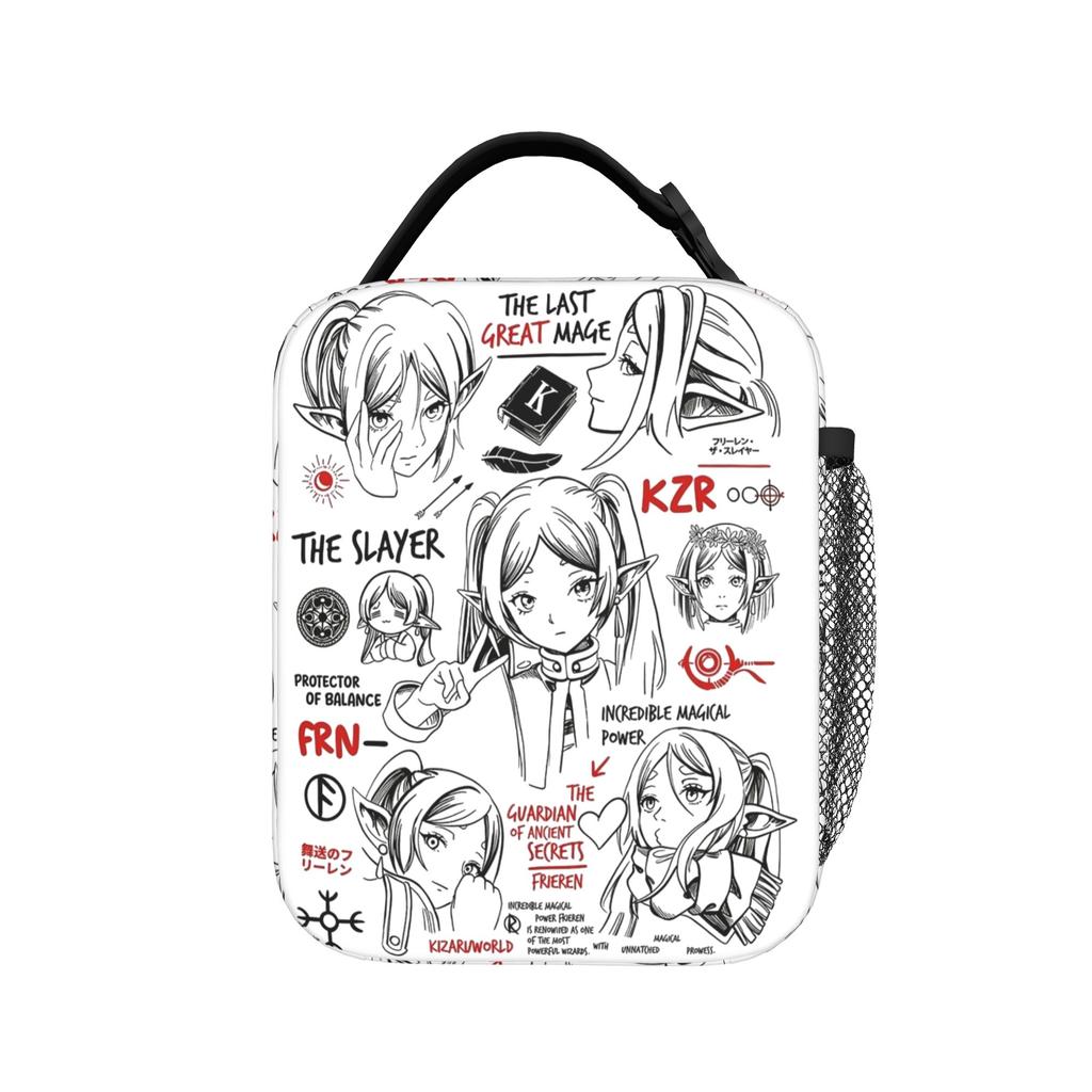 Frieren Manga Insulated Lunch Bags Portable Magician Reusable Thermal Bag Tote Lunch Box Beach Travel Men Women