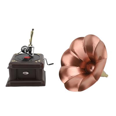 Vintage Grammophon Modell Eisen Erosionsbeständig Retro Grammophon Grammophon Ornament Rotbronze