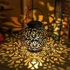 Solar Lights Outdoor Waterproof Decor Lamp Hollow Pattern Design Courtyard Garden Corridor Hanging Ornaments Warm  Atmosphere