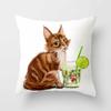 Cute Cat  Print Polyester Cushion Cover 45x45 Throw Pillow Case For Sofa Car Home Decorative Pillowcase Pillow Cover