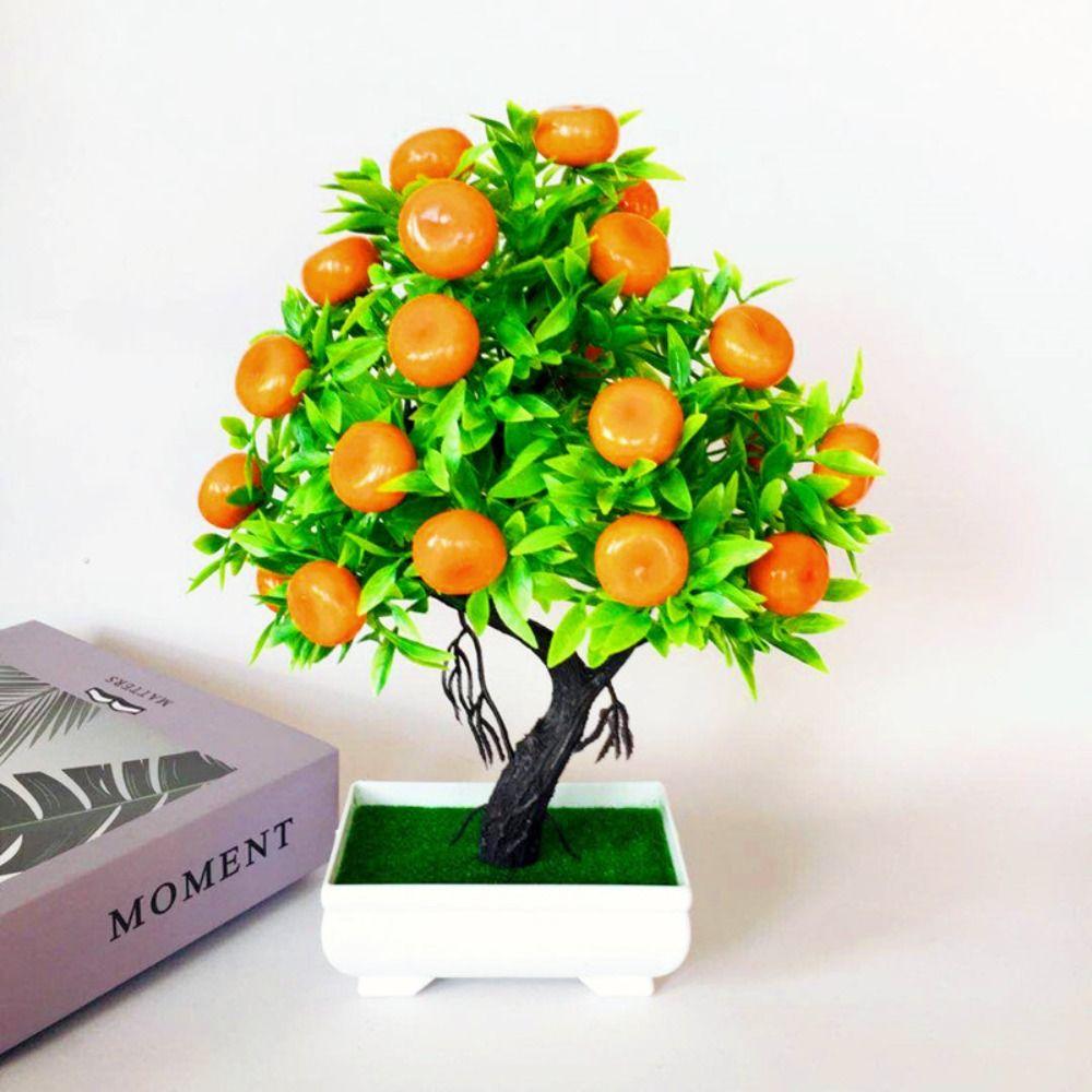 Plastic Artificial Fruit Tree Realistic Fruit Plant Potted Durable Artificial Orange Tree Indoor