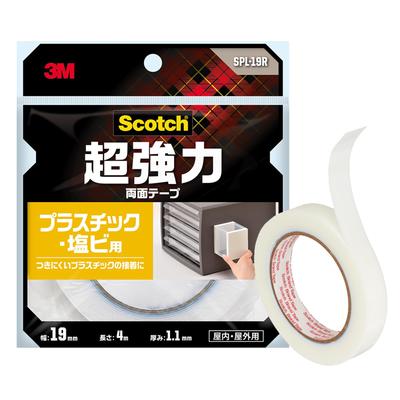 3M Scotch Super for Plastic and 19mm 4m Double-Sided Tape, Strong, PVC, Semi-Long, Wide, Long, SPL-19R