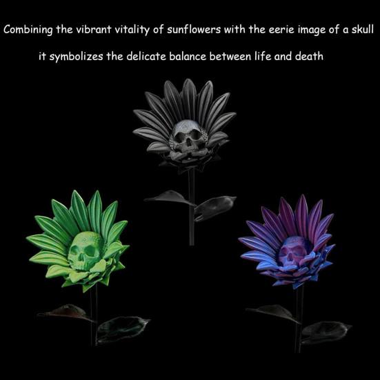 The Forbidden Sunflower Sculpture Gothic Skull Bloom Decor 3D Printed Macabre Art Halloween Ornament for Horror Home Party Decor