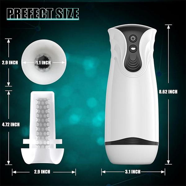 Automatický sací mužský masturbátor, 3v1 mužský tahač s 10 vibracemi a 4 sáními a jedním kliknutím Climax, pumpa na penis bez použití rukou s 3D texturou