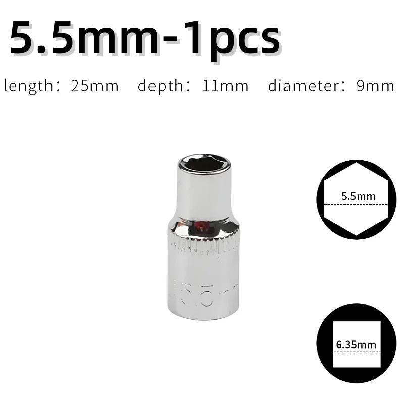 1-Piece 1/4 Drive Inch Metric Ratchet Wrench Socket Head Sleeve Double End 4 5 6 7 8 9 10 11 12 13 14mm Hand Tools