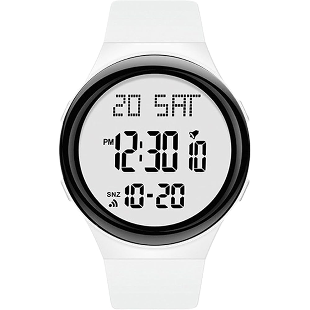 Maeau Kids Digital Sports Watch Waterproof 50m Long Battery Life Outdoor White