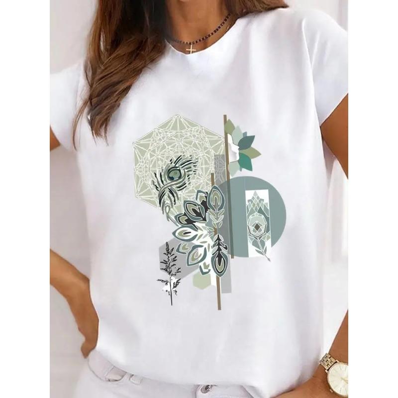 Oneck Tshirt Creative Flower Heart Short Sleeve Tshirt Female Women Clothing Funny Women T Shirt Casual Aesthetic Tshirts