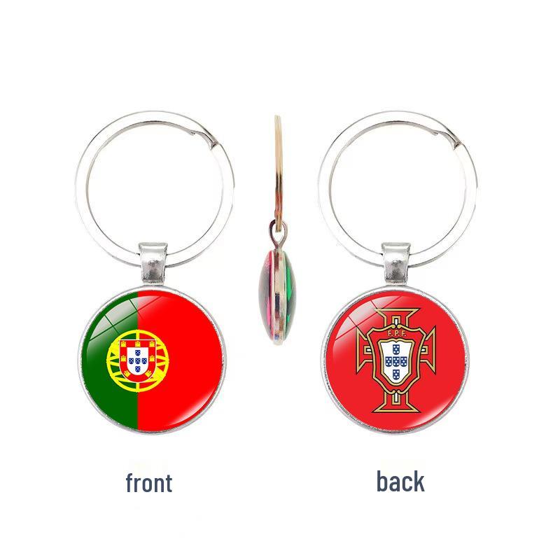 World Cup Top 32 National Flags & Team Emblems Double-sided Keychain