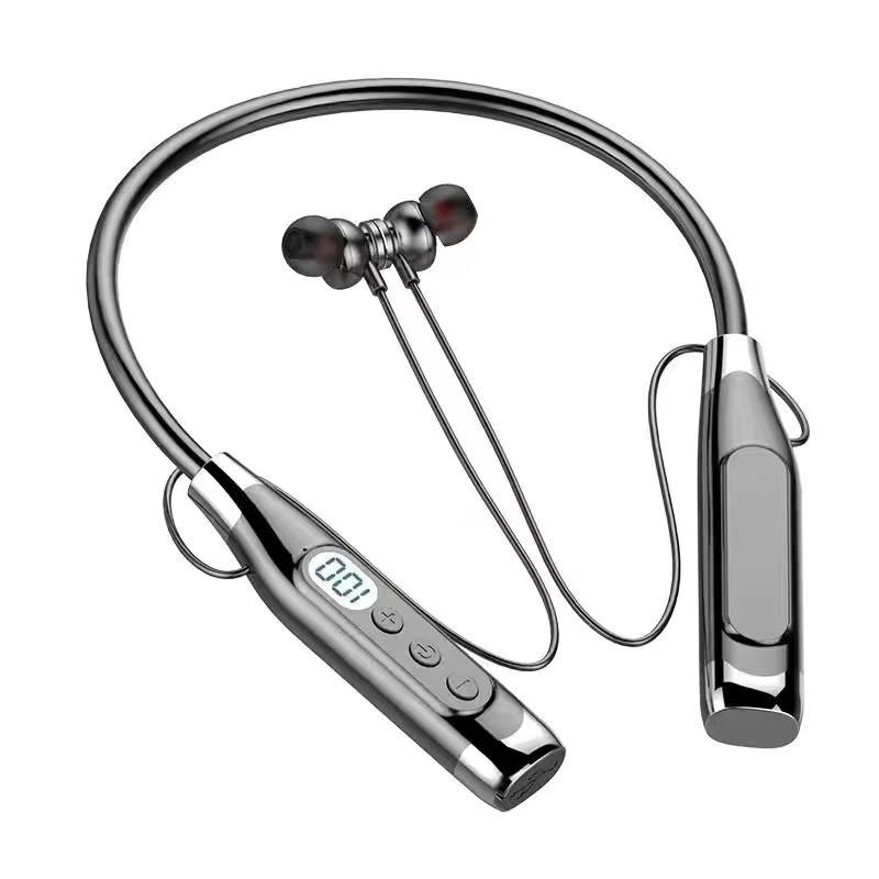 2025 High-Quality Bluetooth Sport Neckband Earphones with Long Battery Life, Card Slot, Wired Option, and Noise Reduction.