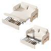 Divano Letto Convertibile 3 in 1, Divanetto Sleeper in Bouclé con Letto Estraibile e Cassetto, Divano Letto con Tasche Laterali, 2 Cuscini, Porte USB e Dorato