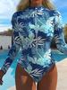 1011 New One-piece Long-sleeved Women's Fashion Casual and Thin Sexy Summer Seaside Vacation Surfing