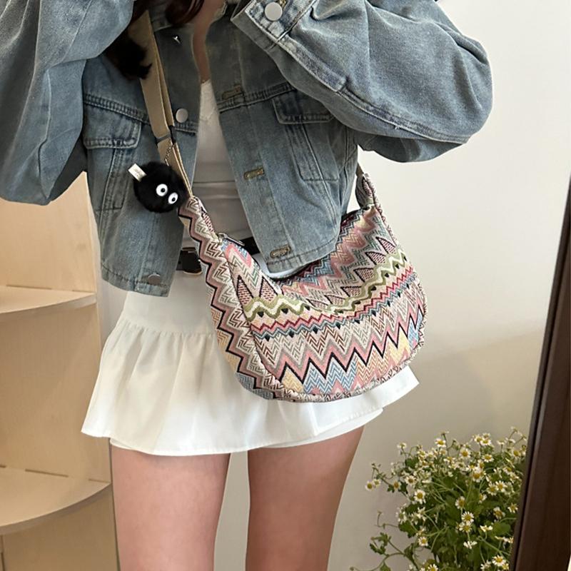 Fashionable Retro Crossbody Bag  Ethnic Style Single Shoulder Tote Bag