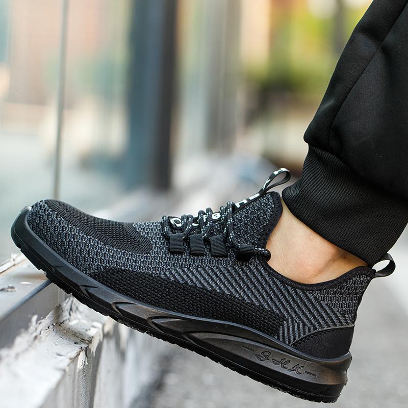 Lightweight Safety Shoes Men Steel Toe Work Shoes Breathable Puncture Proof Safety Boots Work Hiking Boots Sneakers Anti-slip