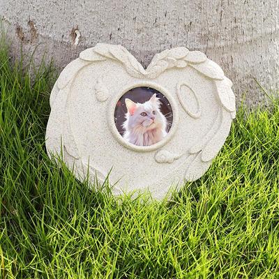 Dog Memorial Stone Garden Stone Heart Shape Keepsake With Photo Frame Sympathy Memorial For Cemetery Decoration