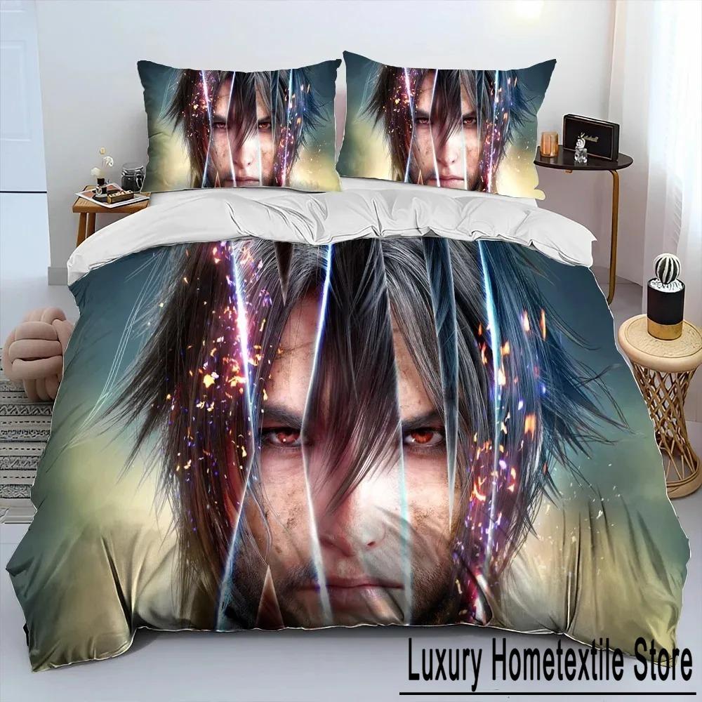 Final Fantasy Series Spill Tegneserie Dyne Sengetøy Sett, Dynetrekk Sengesett Dynetrekk Putetrekk, King Queen Size Sengetøy Sett