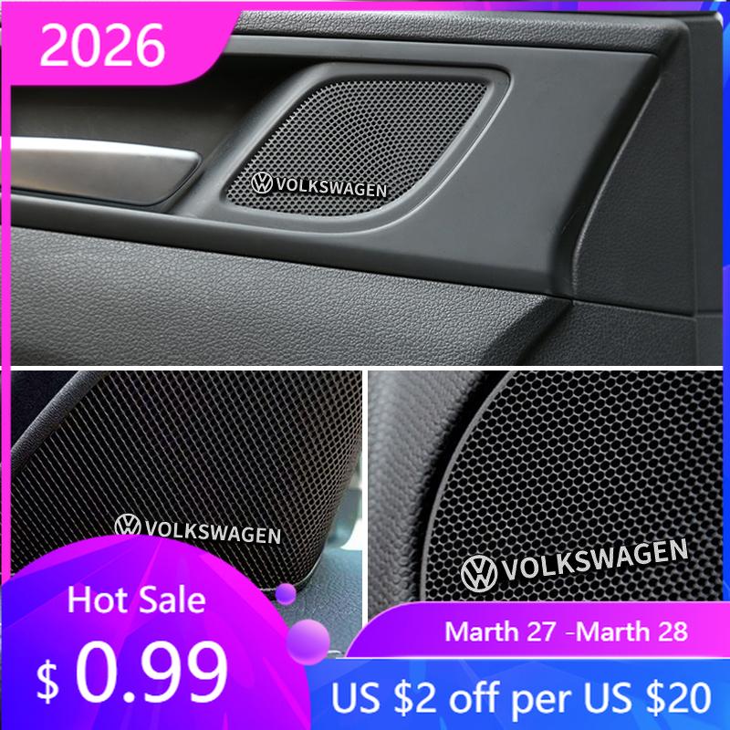 

VW GTI GOLF 2026 Hot For VW VOLKSWAGEN 4pcs 3D aluminum speaker stereo speaker badge emblem Sticker for VW Volkswagen Golf Polo