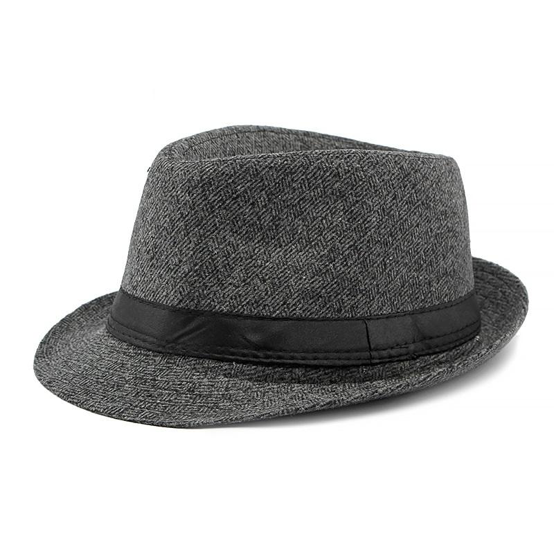 Pălărie nouă britanică de iarnă din lână cu carouri, pălărie jazz pentru bărbați de vârstă mijlocie, pălărie cu boruri mari și calde, pentru nuntă, petrecere, tată, pălărie bucket, fedora din pâslă, șapcă