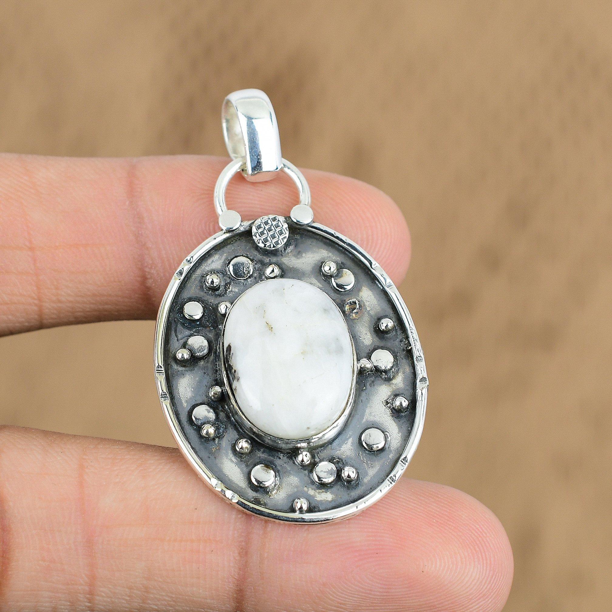 

Womens day Deal Zebra Jasper Stone Sterling Silver Daughter Anniversary Pendant