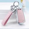 For Chevy Key Fob Cover with Keychain, Pink Leather Crystal Key Case Protection Shell Compatible with Chevrolet Equinox Camaro C