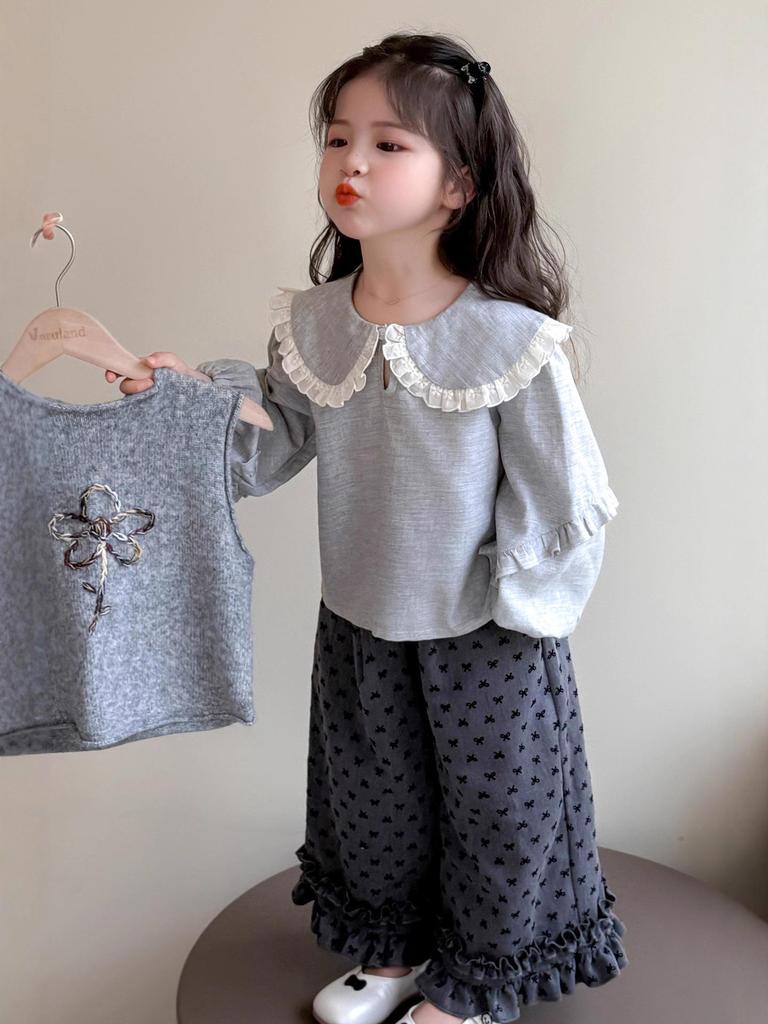 Set Elegant de Vestă din Trei Piese pentru Fete - Primăvară/Toamnă 2025 Modă Coreeană