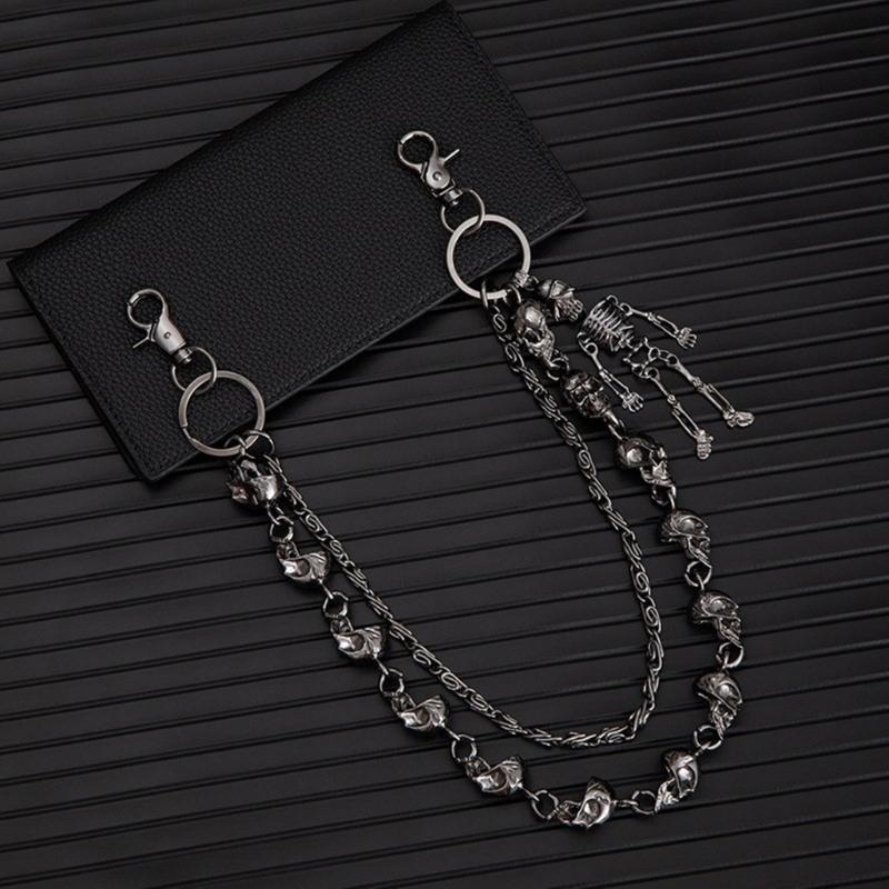 Gothic Punk Style Metal Skull Head Jeans Chain Trendy and Cool Waist Chain For Men And Women Fashion Accessory