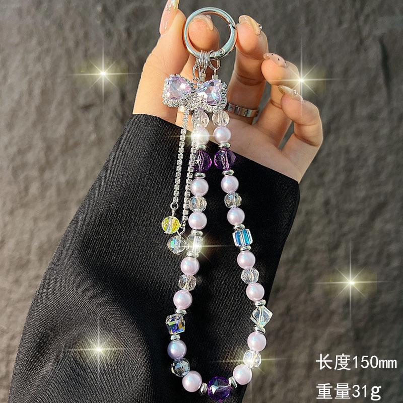 Light Luxury Rhinestone Bowknot Phone Chain Red Phone Strap Tassel Crystal Handheld Chain Versatile Accessory