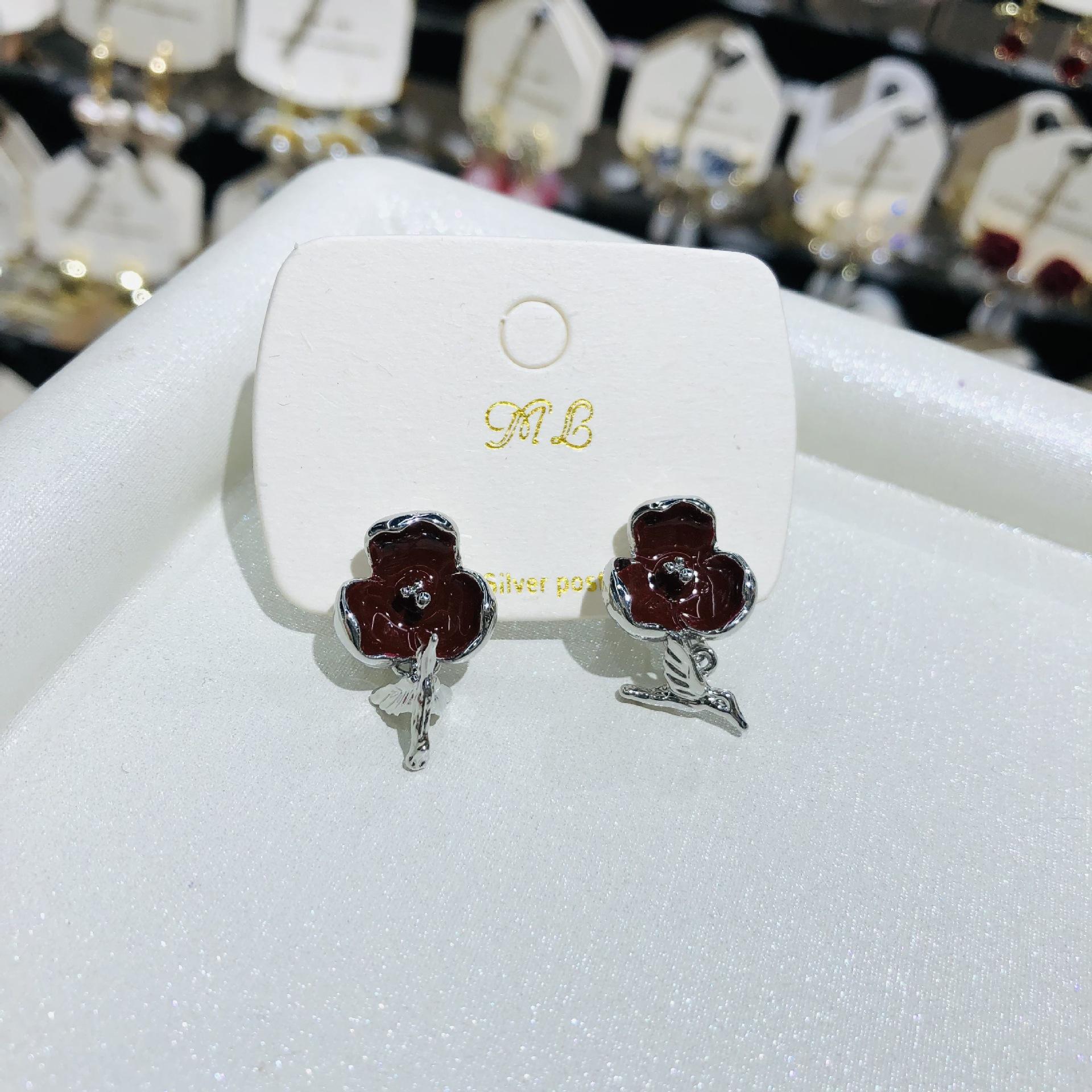 Minar Корейская Мода Синий Цвет Эмаль Цветок Птица Серьги для Женщин Серебристый Цвет Металл Цветочные Длинные Висячие Серьги Вечерние Украшения