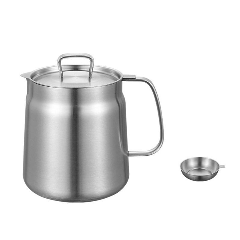 Premium Nonrust Steel Cooking Oil Strainer With Removable Filter Basket Large 1.5/2L Capacity Kitchen Tool