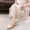 New bow pearl white design sense niche pearl main wedding dress high heels wedding shoes can usually be worn