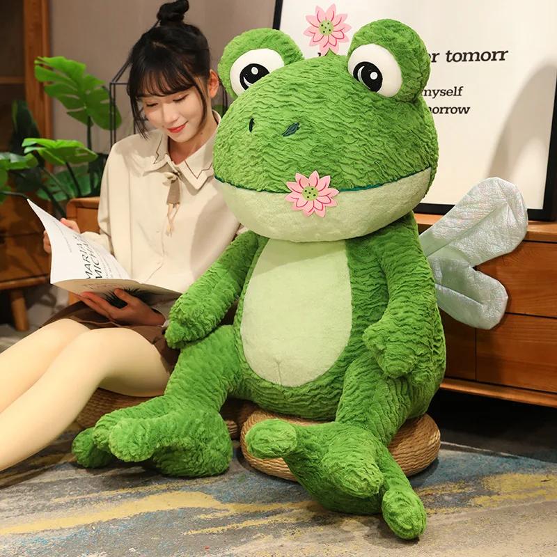 Peluche Rana Verde Giocattolo Simulazione Rane Sdraiata Peluche Morbido Animale Cartone Animato Cuscino Regalo di Compleanno Natale Per Bambini